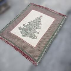 クリスマス　マルチカバー　ソファーカバー　ヴィンテージラグ　185x122 クリスマスツリー マルチカバー ソファカバー ヴィンテージラグ