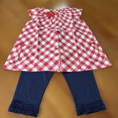 MIKI HOUSE チェック柄チュニック&スパッツセット　140cmのサムネイル