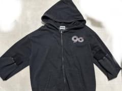 9090ダブルジップパーカー　黒のサムネイル