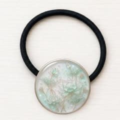 セール】ハス クリアミント レジン ヘアゴム ハンドメイド ミント