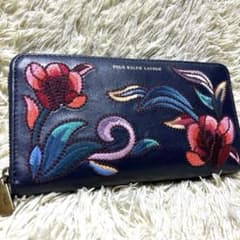 希少 ポロラルフローレン 花柄刺繍 ラウンドジップ 長財布 ネイビー 美品 m48633150772_1.jpg?1755867078