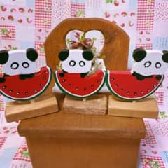 カントリー雑貨❤️多肉植物❣️すいかが大好き❤️ぱんださん❣️3個セットのサムネイル