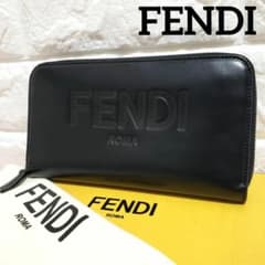 FENDI フェンディ ROMAローマ 型押し ラウンドファスナー長財布 美品 