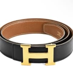 HERMES レザーベルト 85 H型バックル ブラック/ブラウンのサムネイル