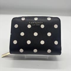 ケイトスペード ドット柄 二つ折り財布 ブラック 水玉 katespade