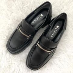 未使用級】DIANA 本革ビット厚底ブラックローファー 23cm - メルカリ
