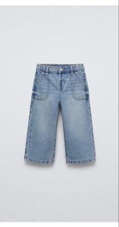 ZARA キッズ　子供用ライトブルーデニムワイドパンツのサムネイル
