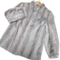 良品 サファイアミンク 極太袖 リアルファーコート グレー 11 L位 Y2K 美品 サファイアミンク グレー 極太袖 9 M位 ミンクファーコート 毛皮