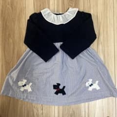ファミリア　テリアワンピース　　チュニック　90サイズ　犬刺繍 ファミリア テリアワンピース チュニック 90サイズ 犬刺繍 - メルカリ