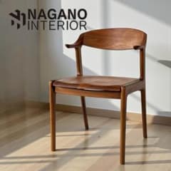 高級 ダイニングチェア ナガノインテリア キャスター付 オーク材