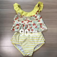 ベビー水着 女の子 90cm いちご柄 フリルのサムネイル