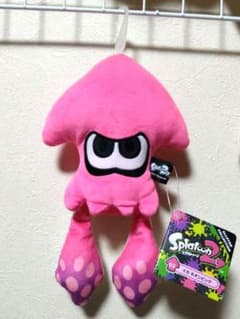 태그 첨부 Splatoon2 오징어 봉제인형 네온 핑크