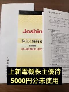 上新電機　株主優待　未使用品5000円分のサムネイル