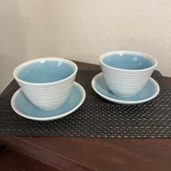 【レトロ希少】カップ＆ソーサー 2客セット (湯呑み・小鉢・小皿と多用途)のサムネイル