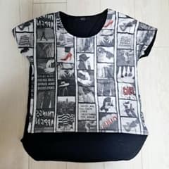 【AZUL】 フォトプリント Tシャツ 半袖 モノトーン 女性写真