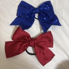 リボン ヘアゴム 2点セット ブルー レッドのサムネイル