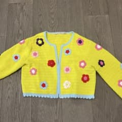 Alice+olivia フェイス柄カーディガン　Mサイズ alice + olivia クロシェ編み 花柄カーディガン - メルカリ