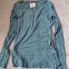 H&M L.O.G.G. ヘンリーネック 長袖カットソー ブルー
