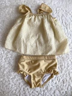 西松屋 ベビー水着 女の子 95cm イエロー ギンガムチェックのサムネイル