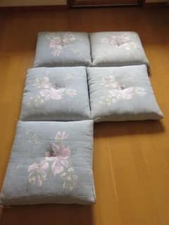 ☆夏用座布団☆シミ有☆5枚セット☆昭和レトロ☆ちぢみ織☆花柄