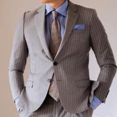 美品✨Belvest 伊製 Super110 ピンクST スーツ48 L グレー Belvestベルベスト ピンクストライプグレースーツ48 - メルカリ