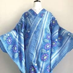 有松絞り浴衣 有松鳴海絞り 身丈168cm 水色 向日葵 上質 No.3-TM