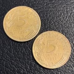 フランス 5セント硬貨 1966年 1983年 2枚セット - メルカリ
