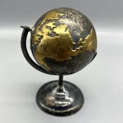 希少メタル金属アンティークミニ地球儀オブジェオルゴールボール手のひらサイズ 希少メタル金属アンティークミニ地球儀オブジェオルゴールボール