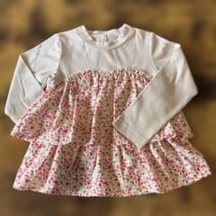 110サイズ フリル付き花柄長袖カットソーのサムネイル
