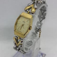 [가동품] SEIKO QZ 여성 시계 골드 문자판 1421-5530