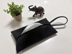 レザー調ソフトパックティッシュカバーBLACK　12㎝ループ付き　BLRL01のサムネイル