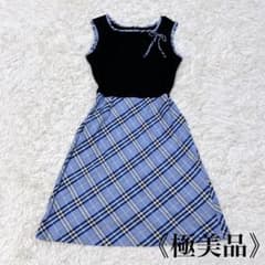 極美品》バーバリーロンドン ワンピース 切替 ノバチェック リボン