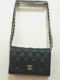 CHANEL ブラック キルティング バッグ チェーンウォレット ノベルティ