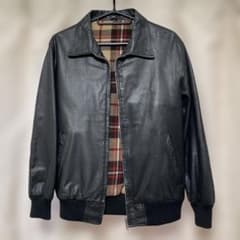 革ジャン レトロ ブラックレザージャケット 昭和スタイルのサムネイル