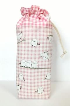 ハンドメイドペットボトルカバー シマエナガ チェック ピンク - メルカリ