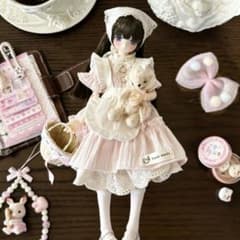 azonebjd ドール服 森ガール甘ロリ 5 点セット 森ガールコーデピンク