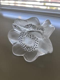 Lalique France ラリック サイン入り アネモネ キャンドルホルダー