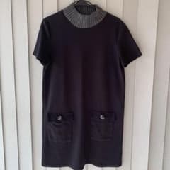 ZARA 黒 半袖 ワンピース リブ襟のサムネイル
