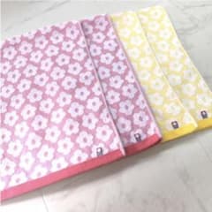 今治タオル 薄手 フェイスタオル 花柄 ピンク&イエロー各2枚のサムネイル