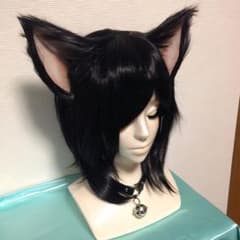 猫耳ウィッグ 黒 ブラックのサムネイル