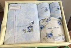 [신품 미사용] LAURA ASHLEY 타월 세트 하늘색 꽃무늬
