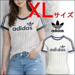 入手困難☆アディダス XLサイズ 半袖 Tシャツ 白 3ストライプ JC7705