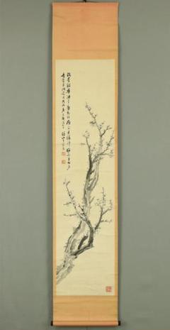 蘭斎 梅図 掛軸 肉筆 紙本 蘭斎 梅図 掛軸 肉筆 紙本