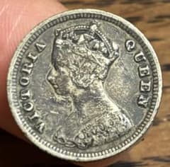 香港 50セント 銀貨 ヴィクトリア女王 1893年 香港（ヴィクトリア女王）50セント銀貨。VF+。スモールリング