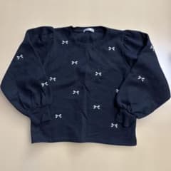 リボン刺繍 スウェット ホワイト 裏起毛のサムネイル