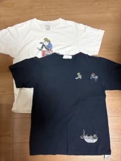 Tシャツ 2枚セット 刺繍デザイン ホワイト ネイビーのサムネイル