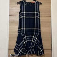 ネイビー チェック柄 ノースリーブ ワンピースのサムネイル