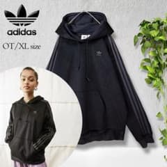 【美品】アディダスオリジナルス ベロア パーカー 黒XL 三本線 完売品