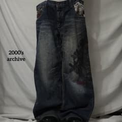 2000's archive刺繍grunge denim pants y2k - メルカリ