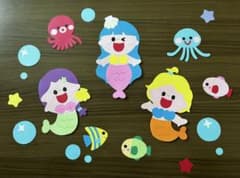 【すぐ発送】　壁面飾り　夏　人魚　海　7月　8月のサムネイル